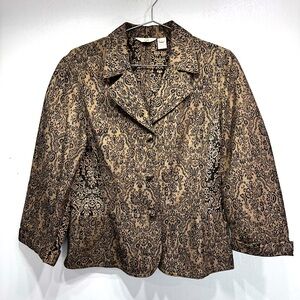 Vintage Y2K J Jill Tapestry Tailored Blazer Jacket Mixed Print Regency Boho